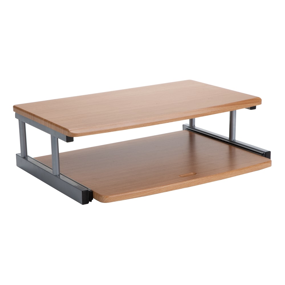 Mind Reader Monitor Stand Sliding Keyboard Drawer Laptop Riser, 5 59/10inH x 14-3/4inW x 20inD, Brown and Silver MPN:2TSLIDE-BRN