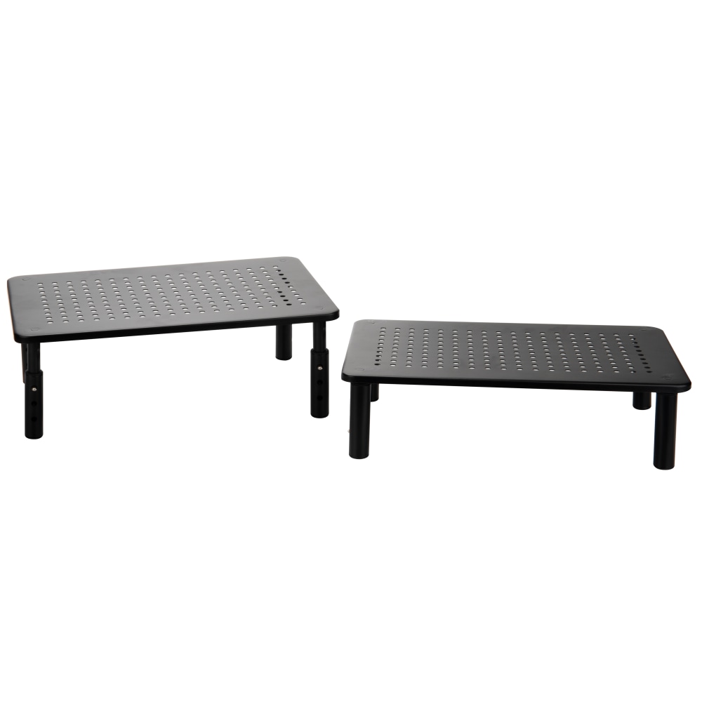 Mind Reader Metal Ventilated Monitor Stand with Adjustable Height, 5-1/2inH x 9-1/4inW x 14-1/2inD, Black, Set of 2 MPN:4LEGM2PK-BLK