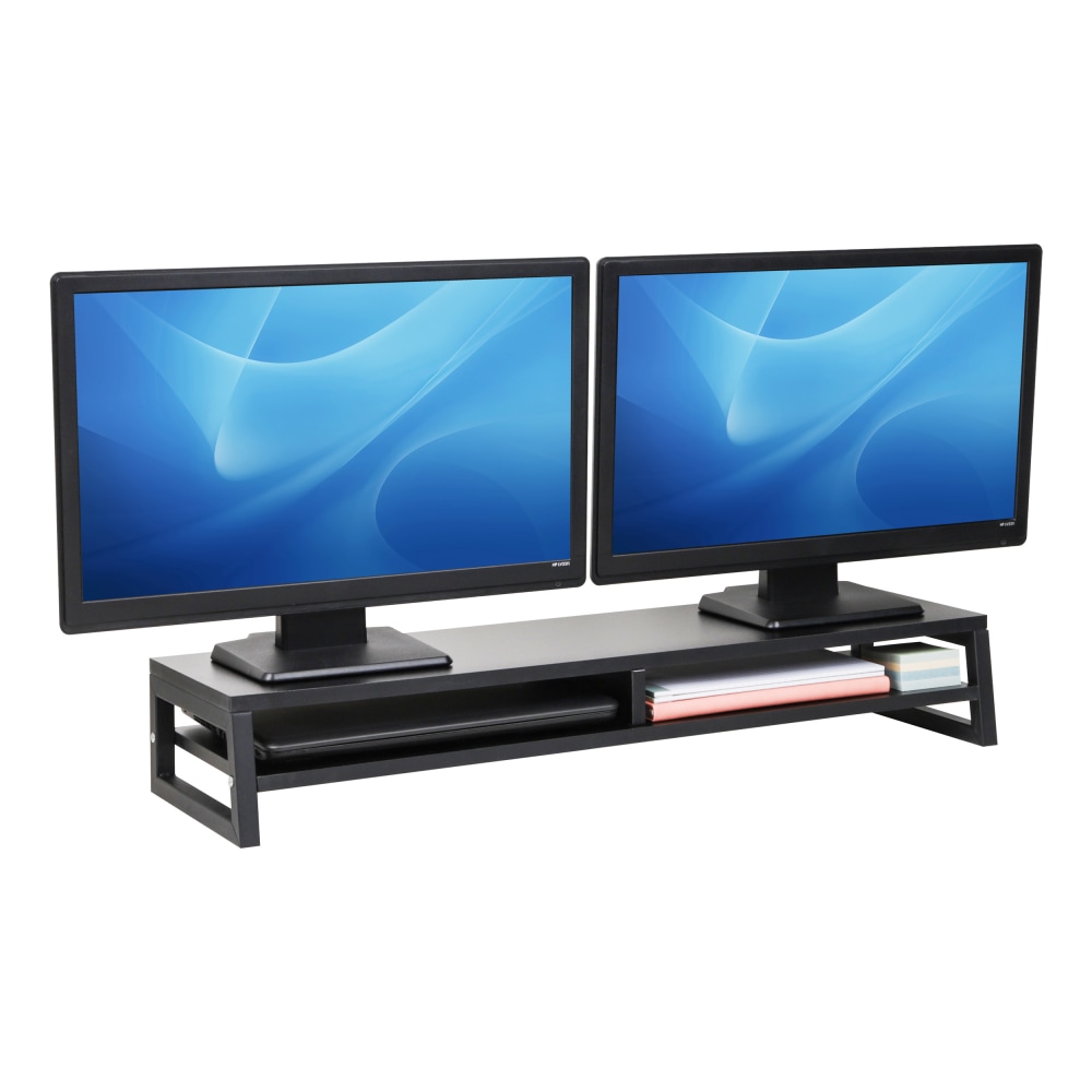 Mind Reader 2-Tier MDF Double Monitor Stand Screen Riser With Storage Shelf, 5-1/2inH x 10inW x 33-3/4inD, Black, Total Qty 1 MPN:DBMONMDF-BLK