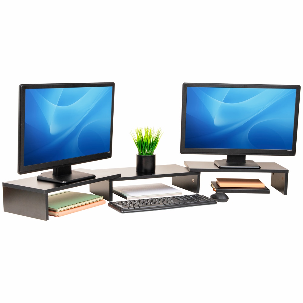 Mind Reader Dual Monitor Stand, 4-3/4inH x 9-1/4inW x 51-1/4inD, Black MPN:MDFMOND-BLK