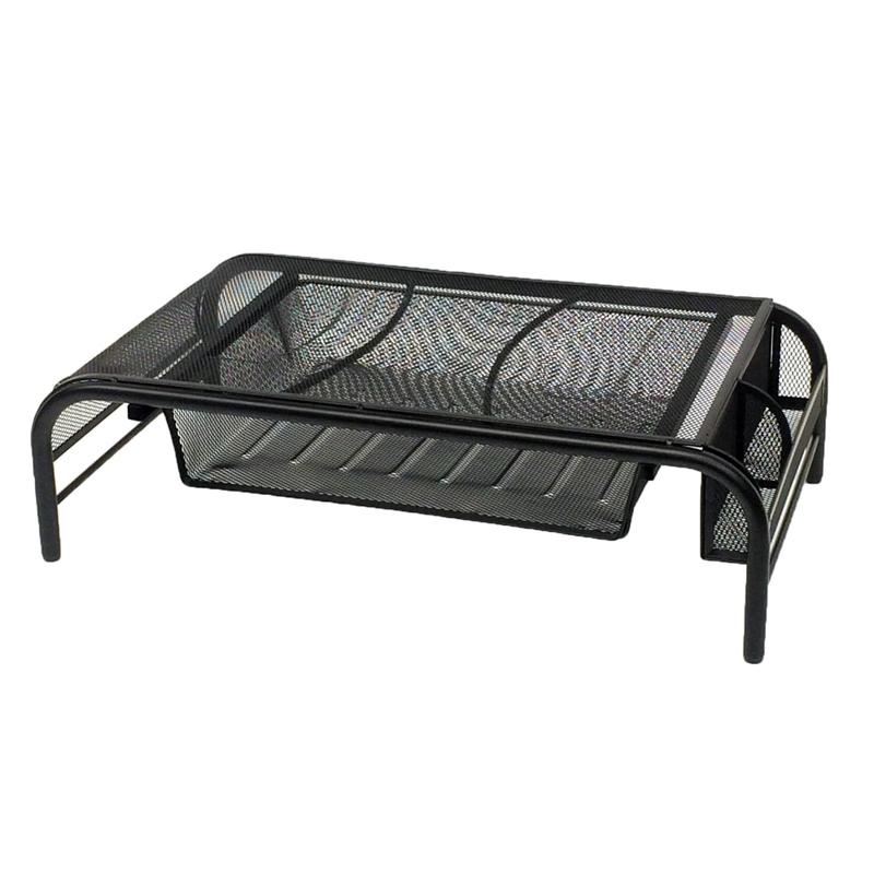 Mind Reader Metal Mesh Monitor Stand, 5-1/2inH x 11-1/2inW x 20inD, Black MPN:MESHMONSTA-BLK