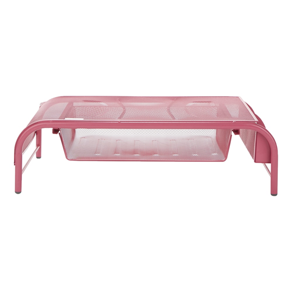 Mind Reader Metal Mesh Monitor Stand, 5-1/2inH x 11-1/2inW x 20inD, Pink MPN:MESHMONSTA-PNK
