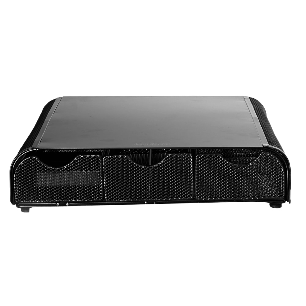Mind Reader Metal Monitor Stand and Desk Organizer, 3inH x 12-1/2inW x 13-1/4inL, Black MPN:MONMESH-BLK