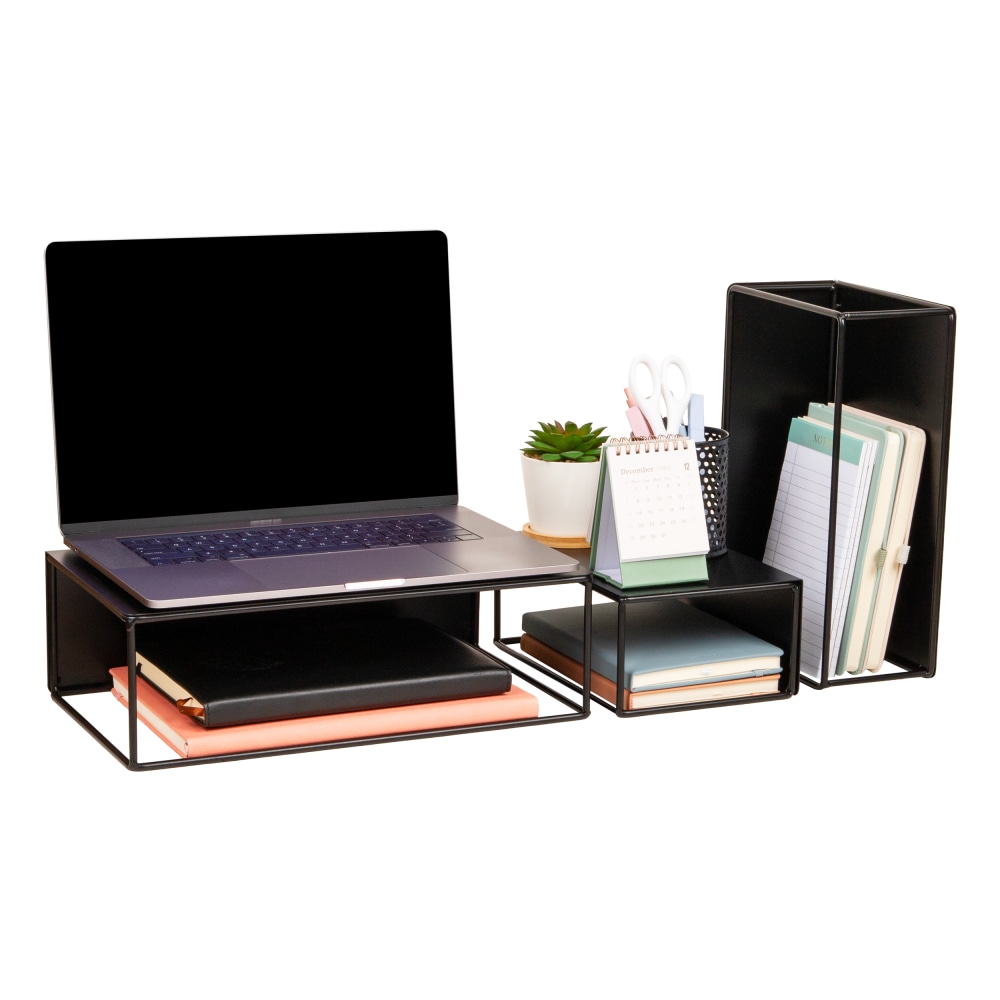 Mind Reader Metal Desktop Risers, Black, Total Qty 3 MPN:STAND3PC-BLK