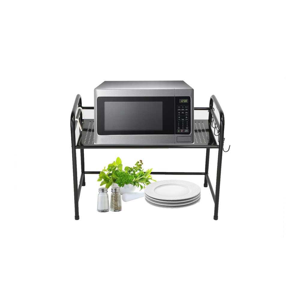 Mind Reader Kitchen Storage Metal Microwave Stand Shelf Organizer, 18inH x 12-1/2inW x 23-1/2inD, Black MPN:1TCOUMIC-BLK