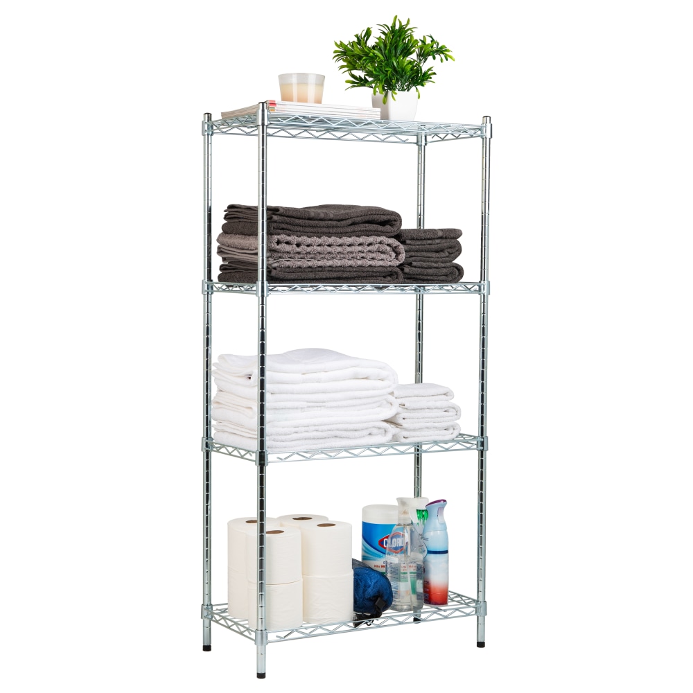 Mind Reader Metal Adjustable Storage Shelves, 4-Tier, 48inH x 11-3/4inW x 23-1/2inL, Silver MPN:4TSHELVU-SIL