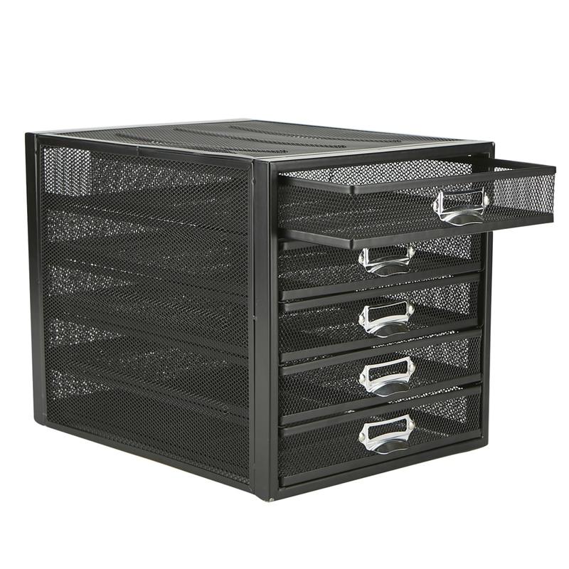 Mind Reader 5-Drawer File Storage Desk Organizer, 11in H x 14in W x 11in D, Black MPN:5CABMESH-BLK