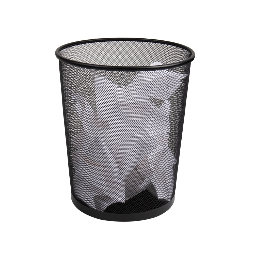 Mind Reader Metal Mesh Trash Can 4.4 Gallon Waste Paper Basket, 13-3/4inH x 11-1/2inW x 11-1/2inD, Black MPN:1CIRGA-BLK
