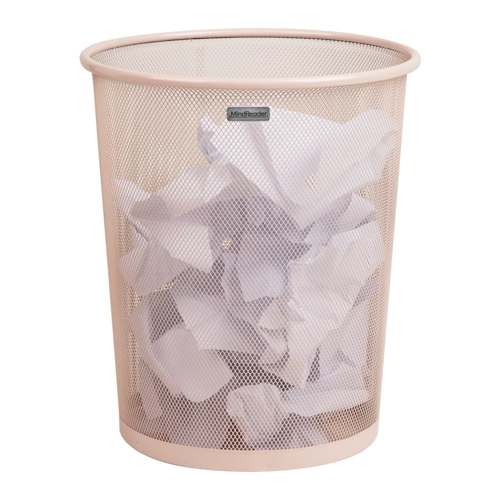 Mind Reader Metal Mesh Trash Can 4.4 Gallon Waste Paper Basket, 13-3/4inH x 11-1/2inW x 11-1/2inD, Pink MPN:1CIRGA-PNK