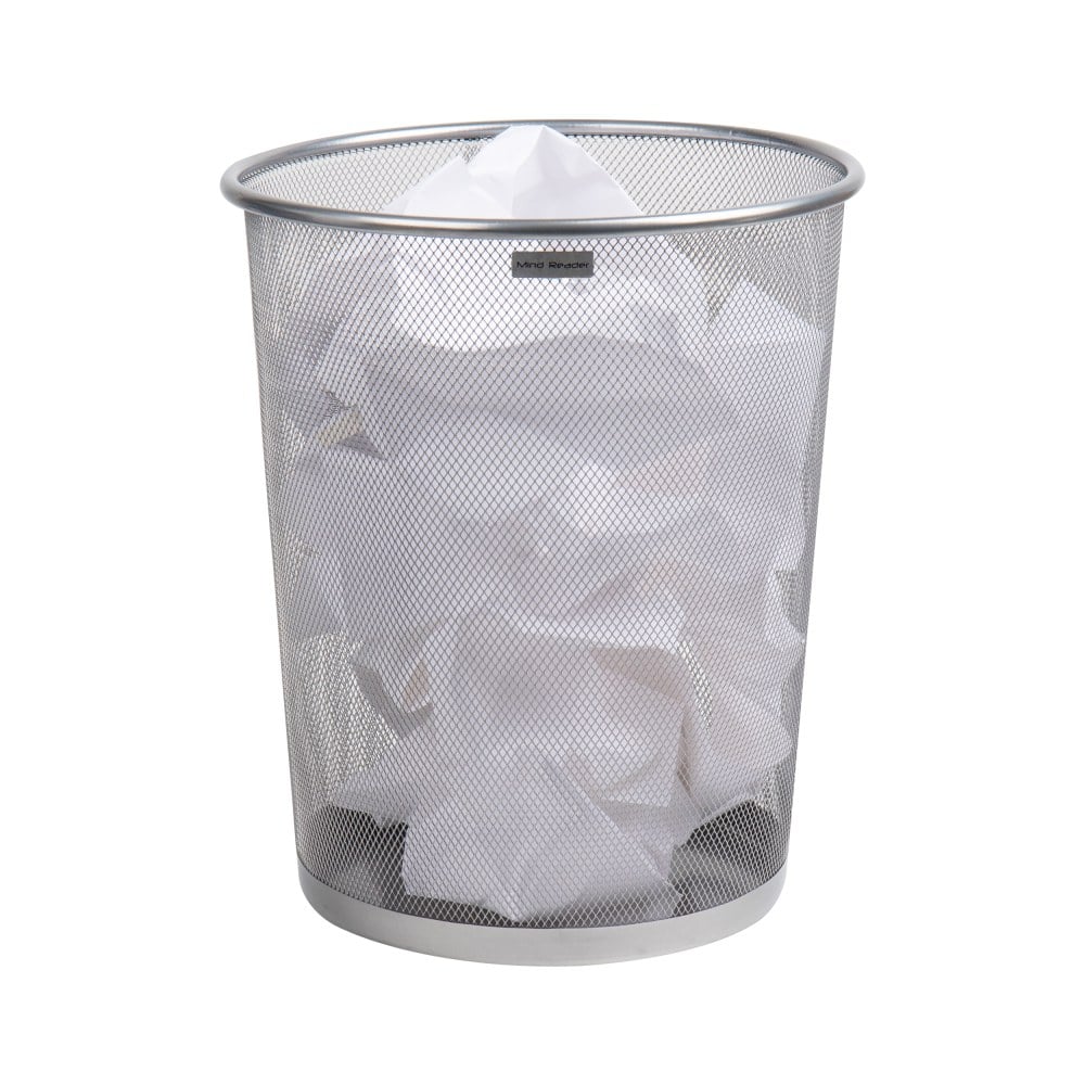 Mind Reader Metal Mesh Trash Can 4.4 Gallon Waste Paper Basket, 13-3/4inH x 11-1/2inW x 11-1/2inD, Silver MPN:1CIRGA-SIL