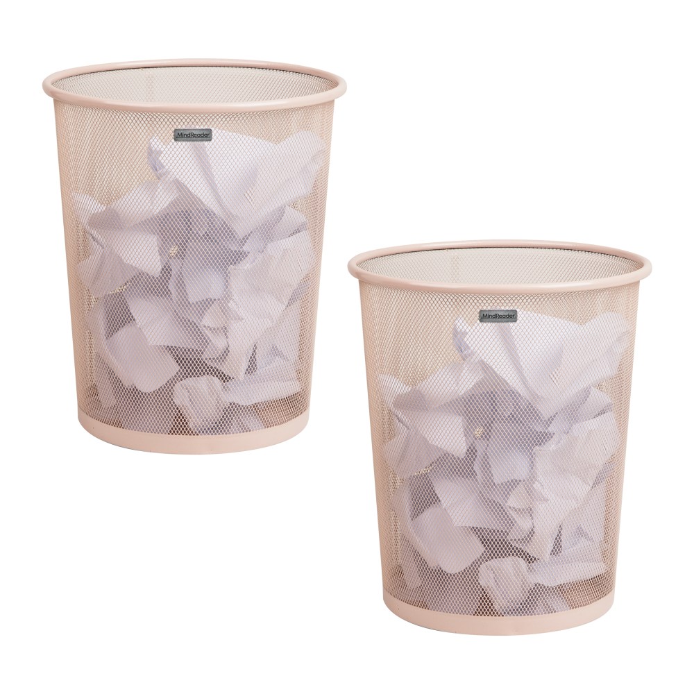 Mind Reader Metal Mesh Trash Cans, 4.4 Gallon, 13-3/4inH x 11-1/2inW x 11-1/2inD, Pink, Pack Of 2 Cans MPN:2CIRGA-PNK