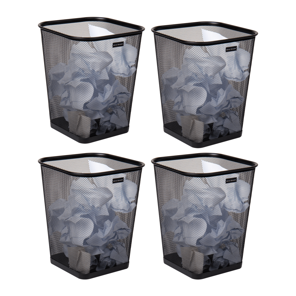 Mind Reader Mesh Trash Can Waste Paper Baskets, 5 Gallon, 12-1/4in H x 9-3/4in W x 9-3/4in L Black, Set Of 4 Baskets MPN:4SQUAGA-BLK