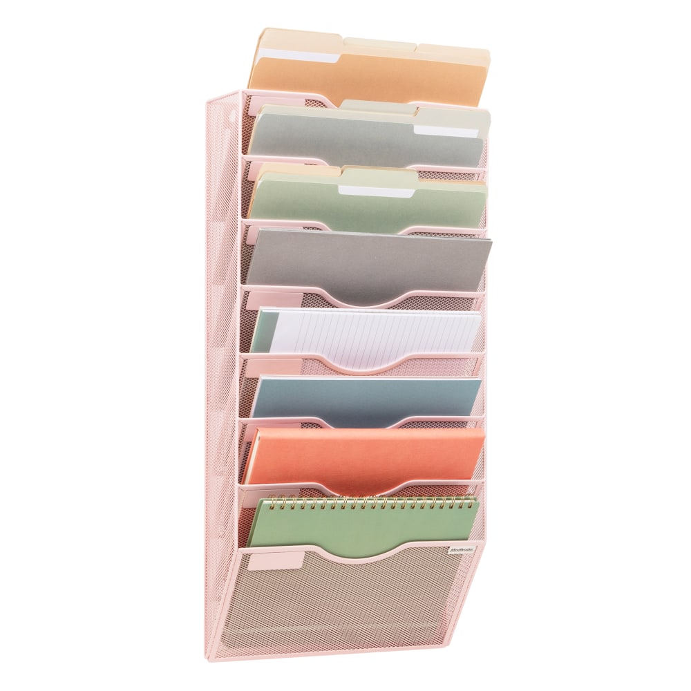 Mind Reader 8-Pocket Wall File Organizer, 26-1/4inH x 4inW x 13inD, Pink MPN:MAG8C-PNK