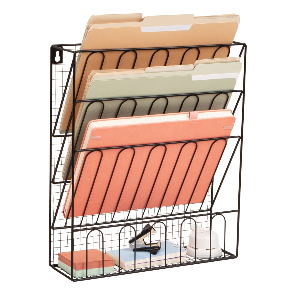 Mind Reader Metal Wire File Organizer, 15-3/4inH x 4inW x 13-1/4inD, Black, Total Qty 1 MPN:MAGMWIRE-BLK