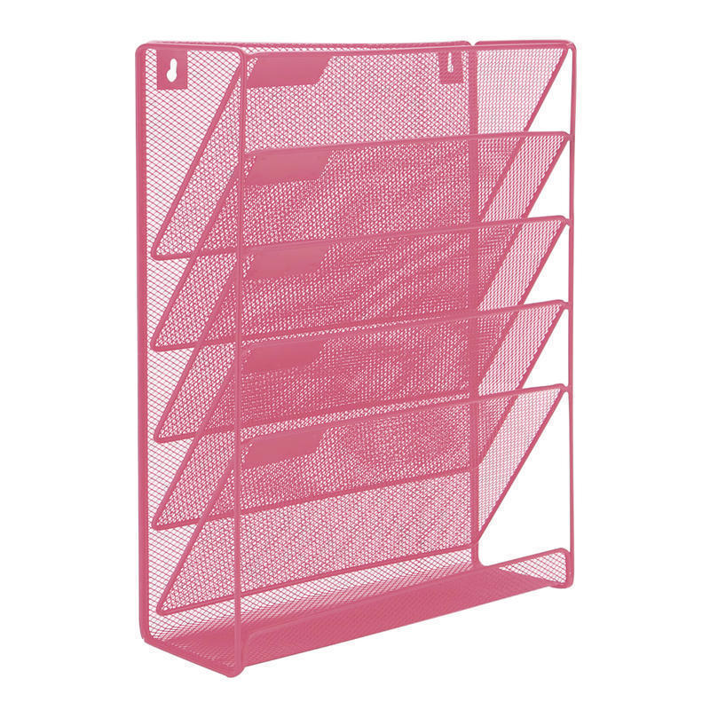 Mind Reader 5-Tier Vertical File Storage Basket, 16inH x 4in W x 12-3/4in D, Pink MPN:MAGSTACK-PNK