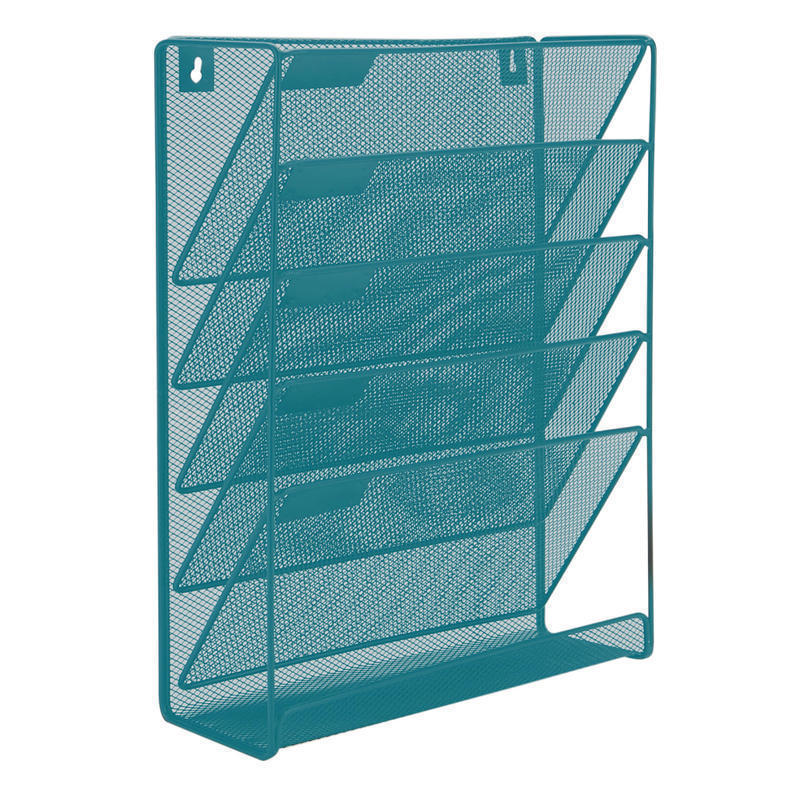 Mind Reader 5-Tier Vertical File Storage Basket, 16inH x 4in W x 12-3/4in D, Turquoise MPN:MAGSTACK-TUR