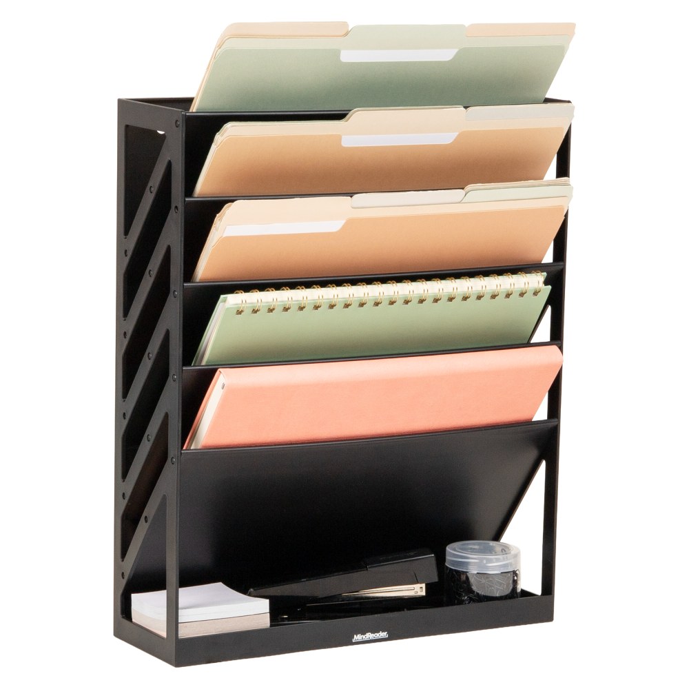 Mind Reader 5-Tier Vertical File Holder, 16inH x 4-1/4inW x 13inD, Black MPN:WALLANCH-BLK