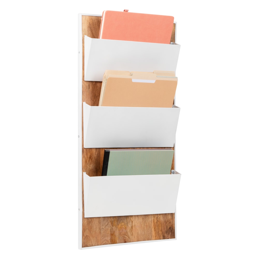 Mind Reader 3-Tier Wall-Mounted File Organizer, 32-1/4inH x 16inW x 3inD, White MPN:WALLPOCKET-WHT