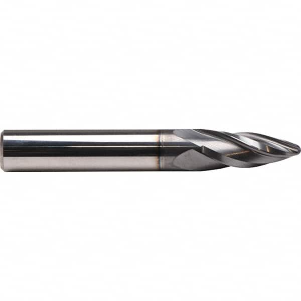 Tapered End Mill: 10.00 mm Small Dia, 26.00 mm LOC, 4 Flute, Solid Carbide, Oval End MPN:3538L.10085A