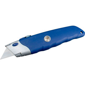 Encore™ Packaging Retractable Steel Utility Knife with Rubber Casing Blue EP-210