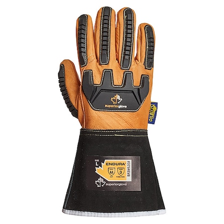 Leather Drivers Gloves, Goatskin, Gauntlet, Wing Thumb, Gunn Cut, Black/Tan / Tan, XS 1 PR MPN:375KGVB-XS