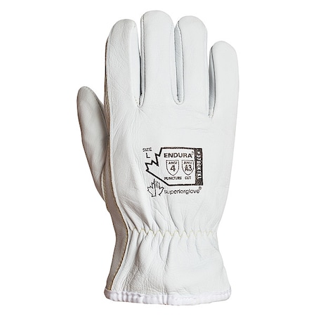 Leather Drivers Gloves, Goatskin, Shirred Slip-On, Keystone Thumb, Gunn Cut, White, S 1 PR MPN:378GKTKL-S