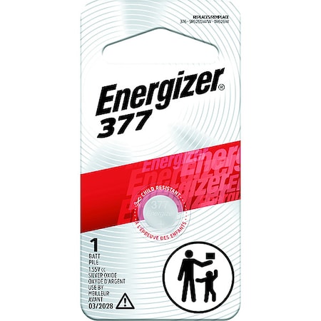 Energizer 377 Silver Oxide Button Battery, 1 Pack - For Multipurpose - 1.55 V DC - 1 Each MPN:377BPZ