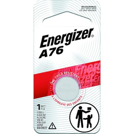 Energizer A76 Batteries, 1 Pack - For Multipurpose - 1.5 V DC - 1 Each MPN:A76BPZ