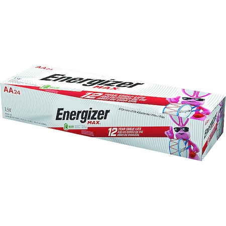Energizer Max AA Alkaline Battery, 1.5V DC, PK24 MPN:E91