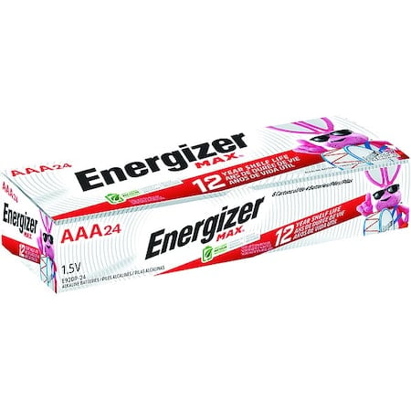 Energizer Max AAA Alkaline Battery, 1.5V DC, PK24 MPN:E92