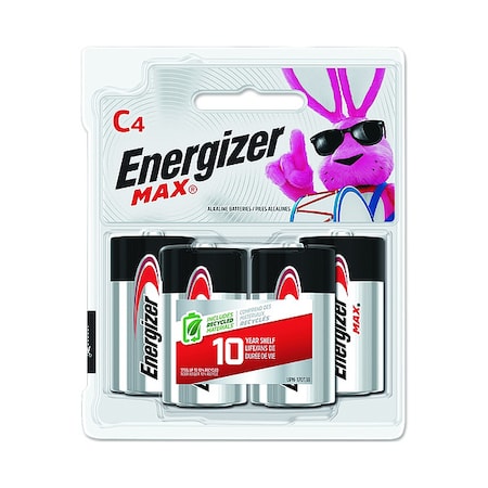 Energizer Max C Alkaline Battery, 1.5V DC, PK4 MPN:E93BP-4
