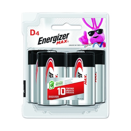 Max Alkaline Battery, D 1.5V DC 4 PK MPN:E95BP-4