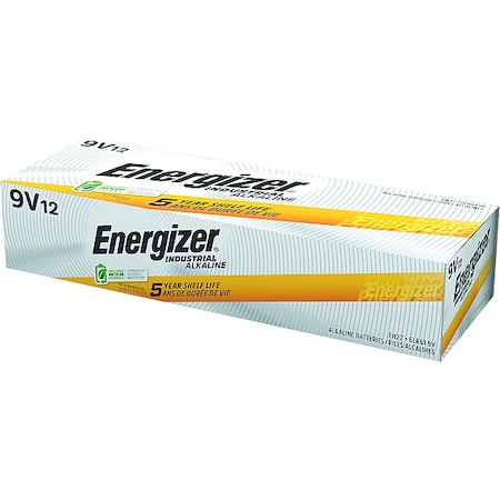 Industrial 9V Alkaline Battery, 9V DC, PK12 MPN:EN22
