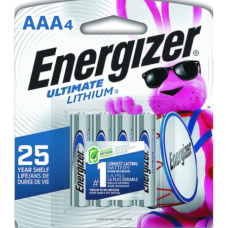 Ultimate Lithium, AAA Lithium Battery, 1.5V DC, PK4 MPN:L92SBP-4