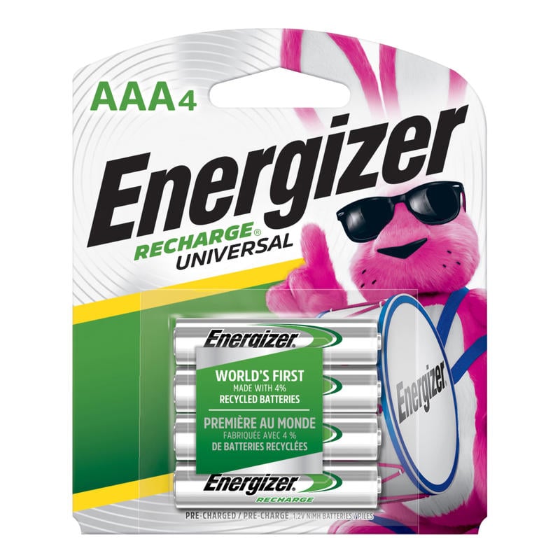 Energizer Rechargeable NiMH AAA Batteries, Pack Of 4 (Min Order Qty 7) MPN:NH12BP-4