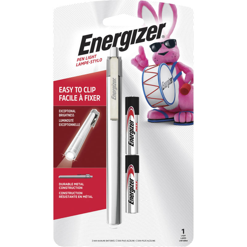 Energizer LED Pen Light - LED - Bulb - 1 W - 6 lm Lumen - 2 x AAA - Battery - Stainless Steel - Drop Resistant - Silver - 4 / Carton (Min Order Qty 2) MPN:PLED23AEHCT