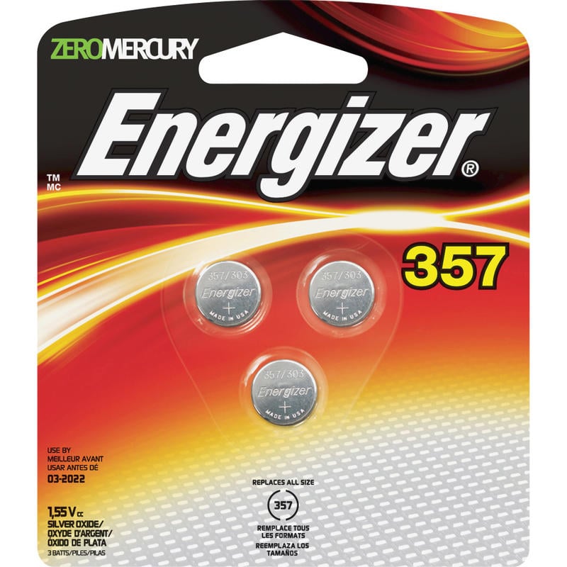 Energizer 357/303 Silver Oxide Button Battery 3-Packs - For Multipurpose - 1.5 V DC - 120 / Carton MPN:357BPZ3CT