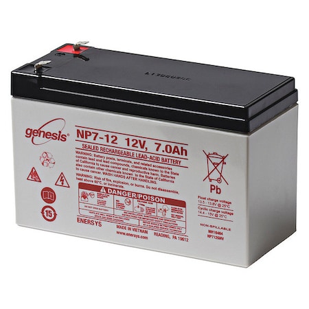 Battery 12 Volt Lead Acid EnerSys/Hawker Emergency Lighting Battery MPN:LEAD-12-7