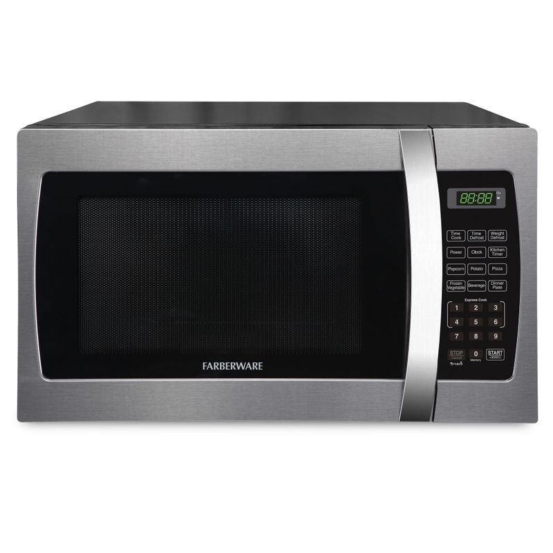 Farberware Professional 1.3 Cu Ft Countertop Microwave Oven, Stainless Steel/Black MPN:FMO13AHTBKE