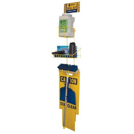 Spill Control Station, 1 gal Volume Absorbed per Kit, 1 gal Capacity, Wall Mounted Rack, Yellow, 60 MPN:13-ESSD