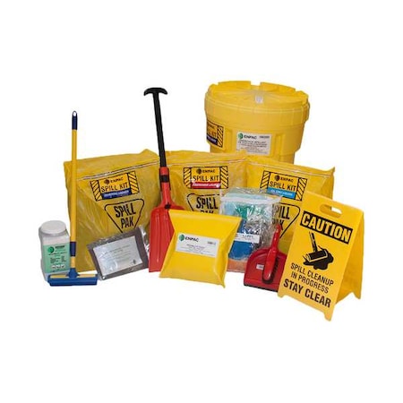 Spill Kit, 39 gal Volume Absorbed per Kit, 30 gal Capacity, Drum, Yellow, 14 MPN:13-SHT30