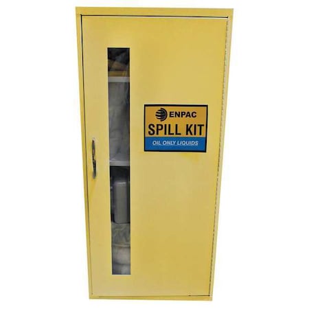 Spill Kit, 15 gal Volume Absorbed per Kit, 15 gal Capacity, Wall Mounted Cabinet, Yellow, 69 MPN:13-WML-U