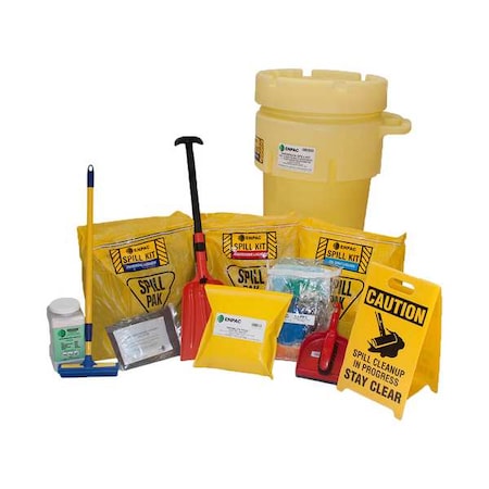 Spill Kit, 39 gal Volume Absorbed per Kit, 50 gal Capacity, Drum, Yellow, 14 MPN:13-WSHT50