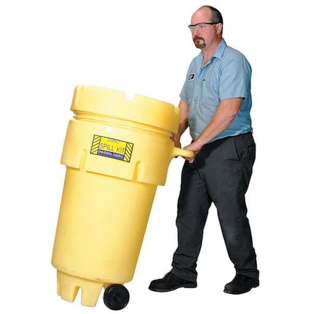 Spill Kit, 16 gal Volume Absorbed per Kit, 50 gal Capacity, Drum, Yellow, 76 MPN:1359-YE-SD