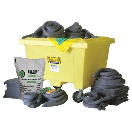 Spill Kit, 150 gal Volume Absorbed per Kit, 150 gal Capacity, Chest, Yellow, 330 MPN:1382-YE