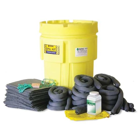 Spill Kit, 62 gal Volume Absorbed per Kit, 157 gal Capacity, Drum, Yellow, 141 MPN:1392-YE