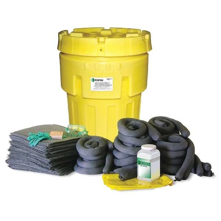 Spill Kit, 62 gal Volume Absorbed per Kit, 157 gal Capacity, Drum, Yellow, 141 MPN:1393-YE