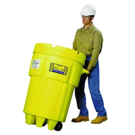 Spill Kit, 61 gal Volume Absorbed per Kit, 156 gal Capacity, Drum, Yellow, 76 MPN:1397-YE-SD-GA