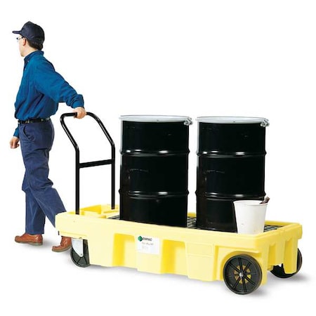 Spill Containment Truck, 57 gal Spill Capacity, 2 Drums, 500 lb Load Capacity, Polyethylene MPN:5200-YE