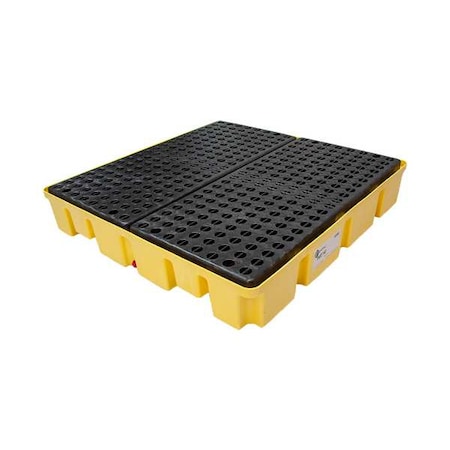 Spill Pallet, 66 gal Spill Capacity, 4 Drums, 6, 000 lb Load Capacity, High Density Polyethylene MPN:5400-YE